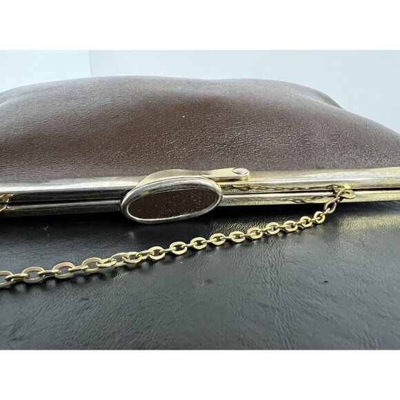 Etra Brown Leather Clutch Shoulder Purse Vintage 1950s - Picture 10 of 16